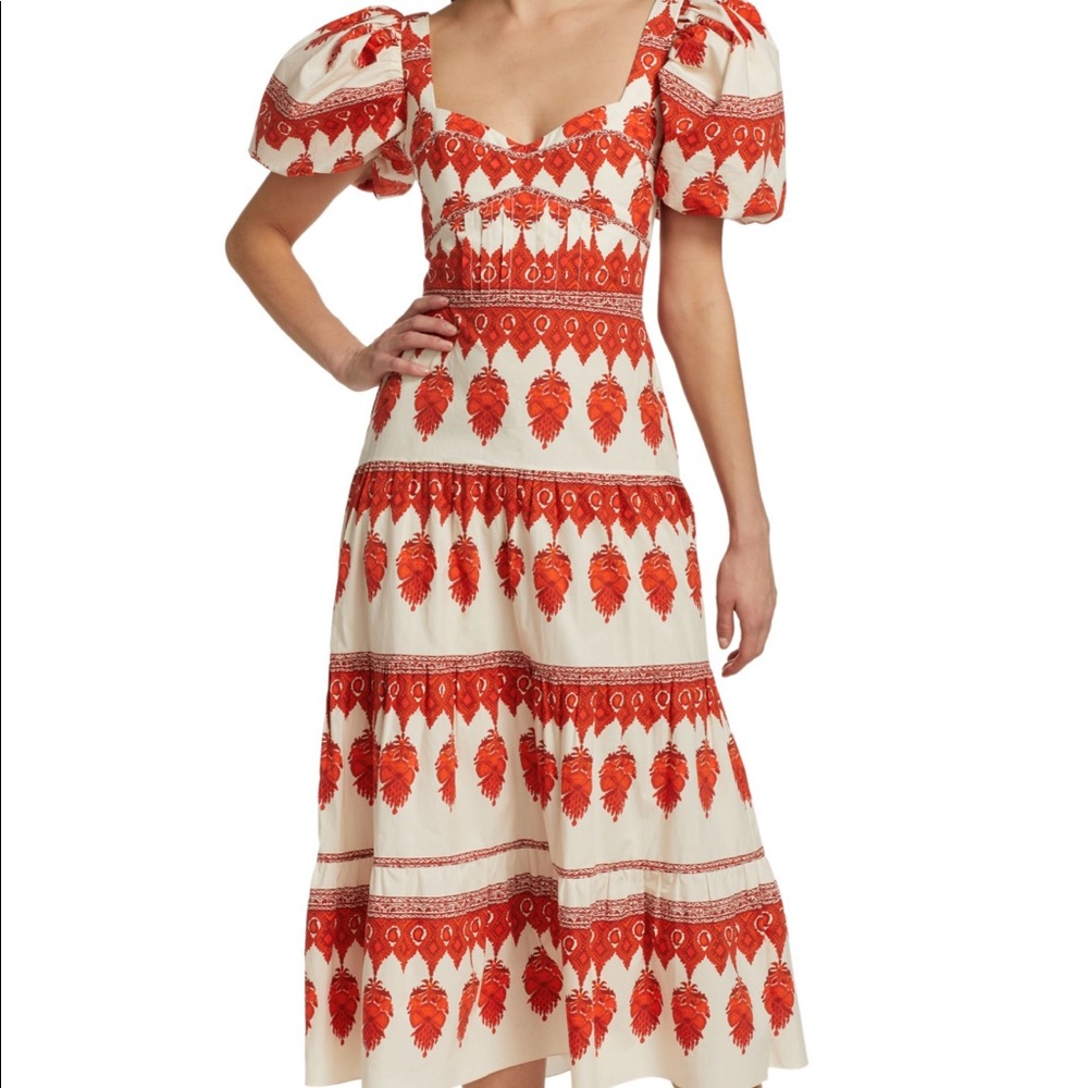 Johanna Ortiz Red Pepper Colorful Culture Midi Dress